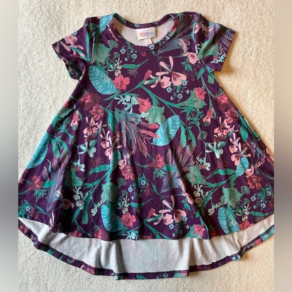 LuLaRoe Toddler Purple Floral Twirl Dress, size 2T